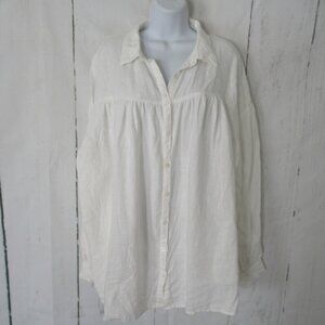 The Fated Top 10 L XL Off White Linen Oversized Flowy Lagenlook Minimalist Beach